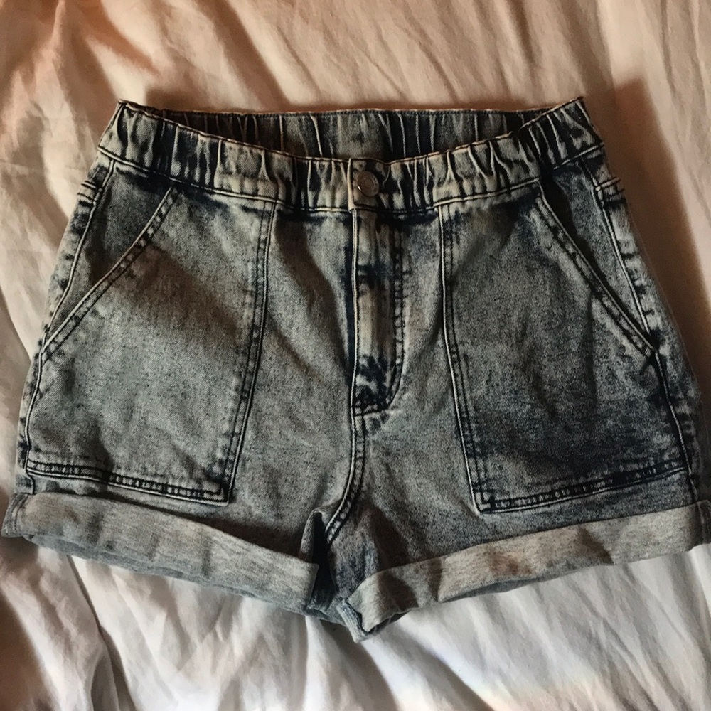 Acid washed jean shorts